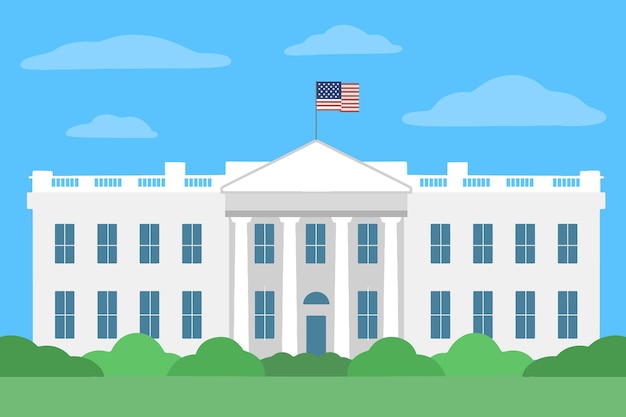 Vector white house illustration in flat design