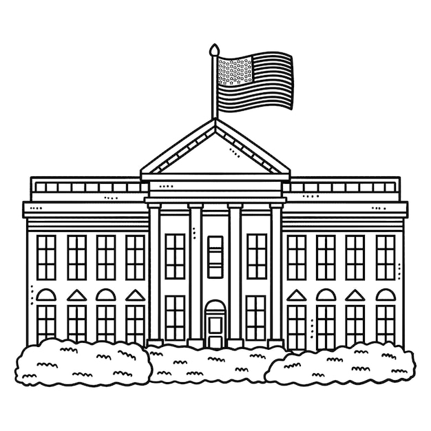 The White House Isolated Coloring Page for Kids