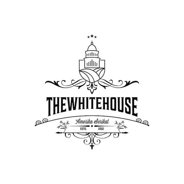 The white house vintage vector logo symbol illustration design