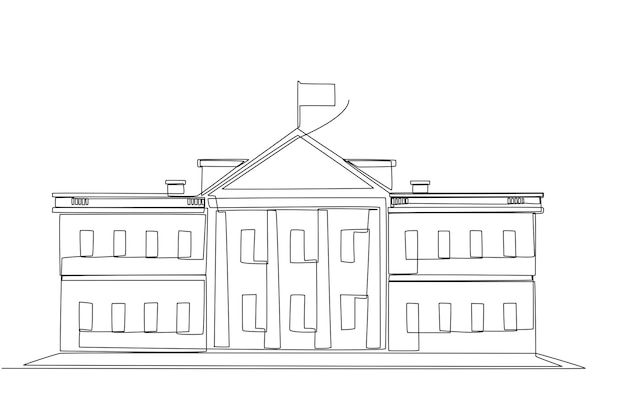 Vector the white house in washington dc united states line art