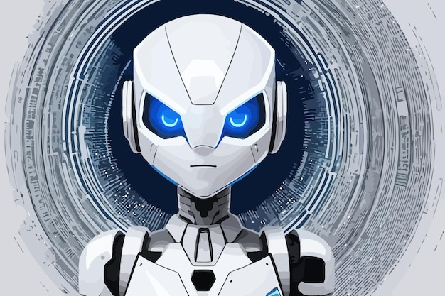 Vector a white humanoid robot illustration