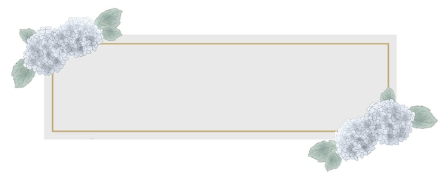 Вектор Рамка белая гортензия. на белом фоне.