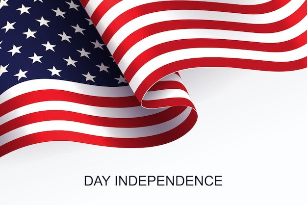 Illustrazione bianca con silhouette dell'elemento di design della bandiera dell'america independence day