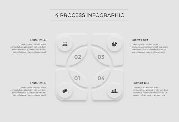 Vector white infographic minimal 4 process premium vector