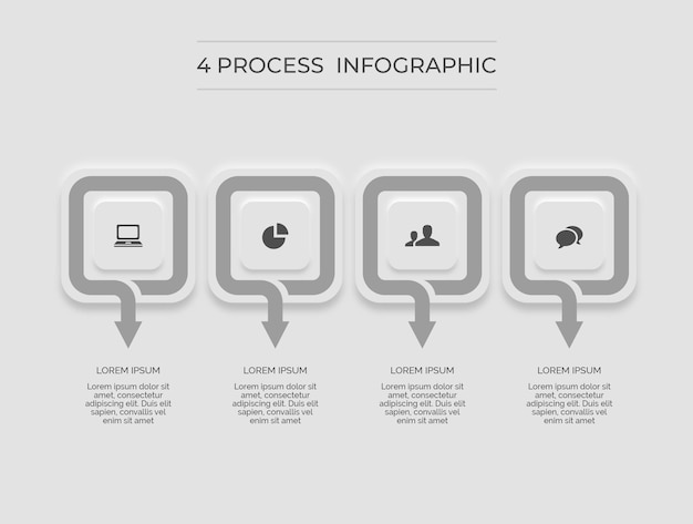 white infographic minimal clean 4 square type process premium vector