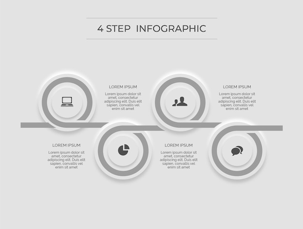 white infographic minimal clean 4 step circles process premium vector