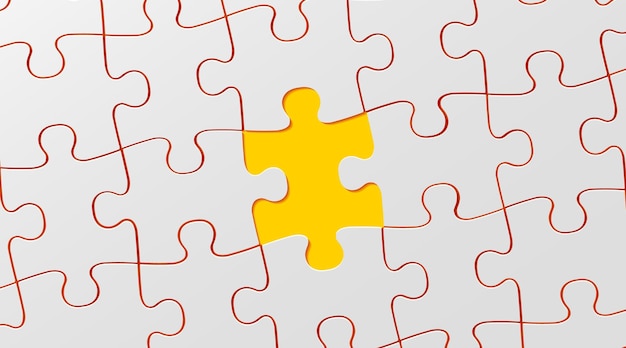 白いパズルゲームのテクスチャが不完全または欠落しているピースのトップビュー