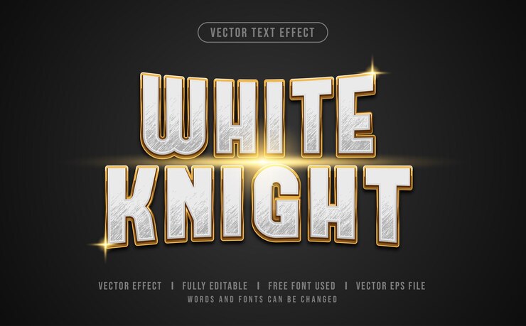 Vector white knight editable vector text effect