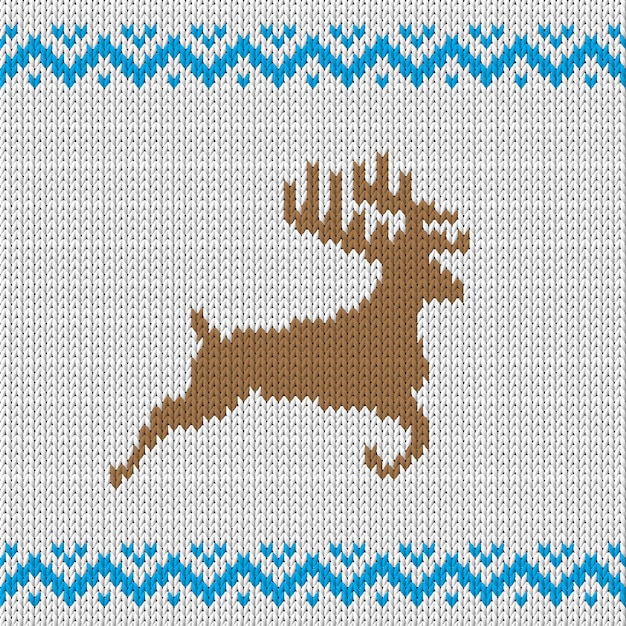 White knitted pattern with deer