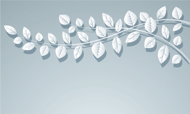 Vector white leafs background