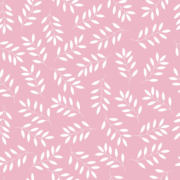 Белые листья на розовом фоне