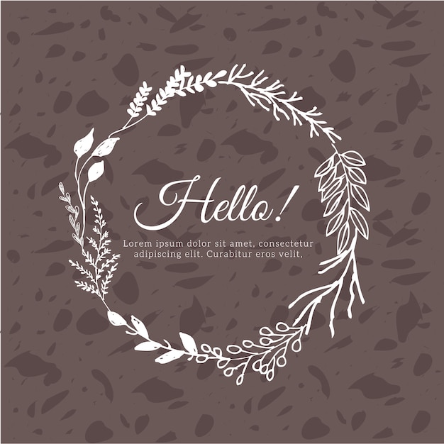 White leaves wreath with texture background