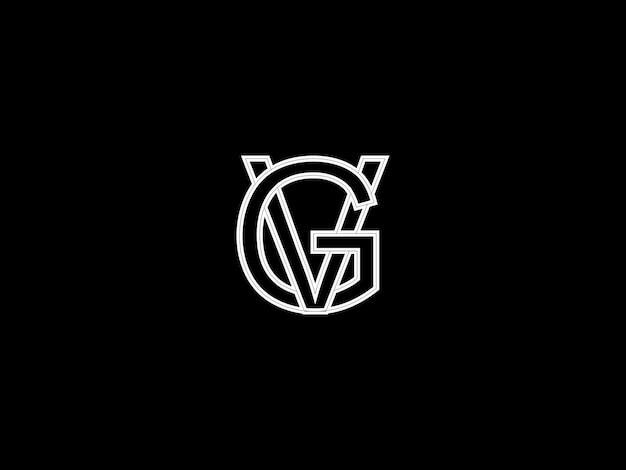Vettore lettera g bianca con logo di corna da diavolo su sfondo nero