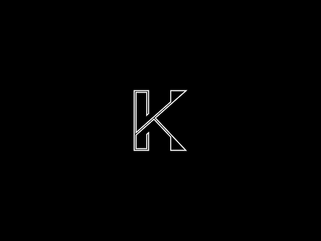 White letter k with a black background