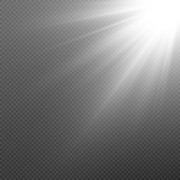 Vector white light. sun, sun rays, flare, dawn png. explosion of white light. white star