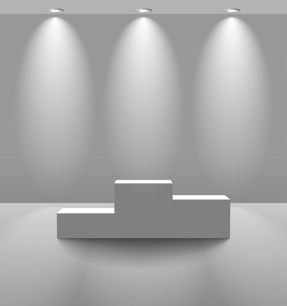 Vector white lightened room with pedestal