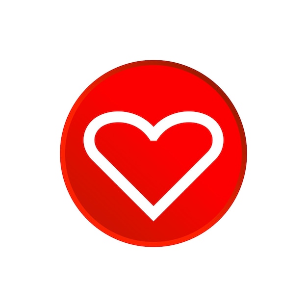 Вектор Сердце белой линии на значке с красной точкой