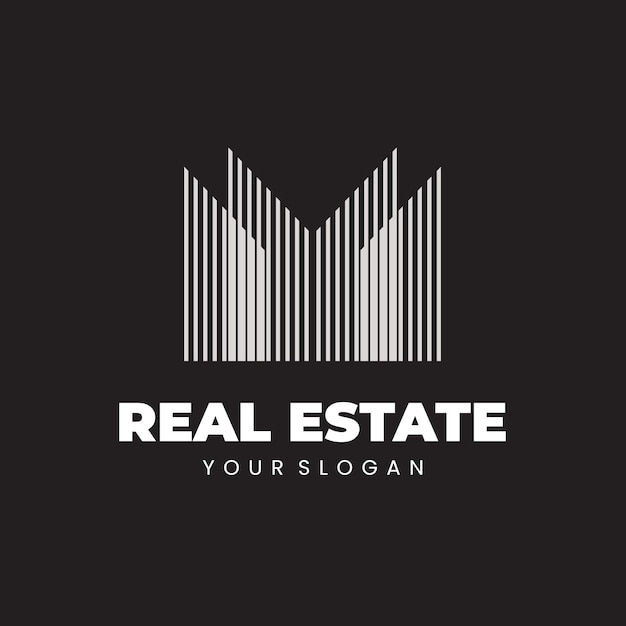 Vector white line. shapes.  real estate logo with a building vector template. house logo. company logo.