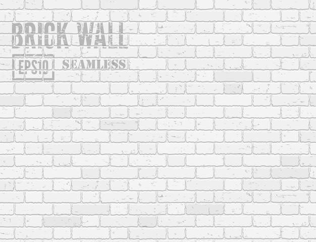 Vector white loft style realistic grunge brick wall seamless pattern background