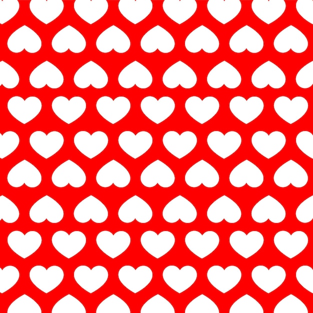 White love heart shape seamless pattern on red background