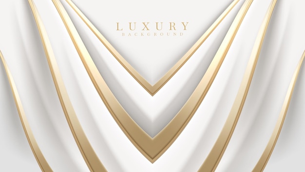 White luxury background with golden curve line element and glitter light effect decoration