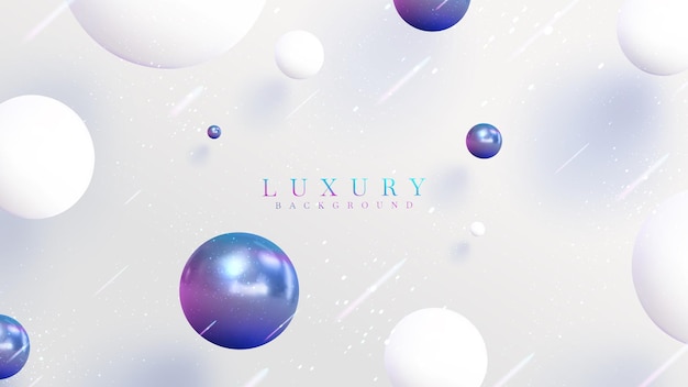 White luxury background with rainbow ball decoration and sparkling light effect elements