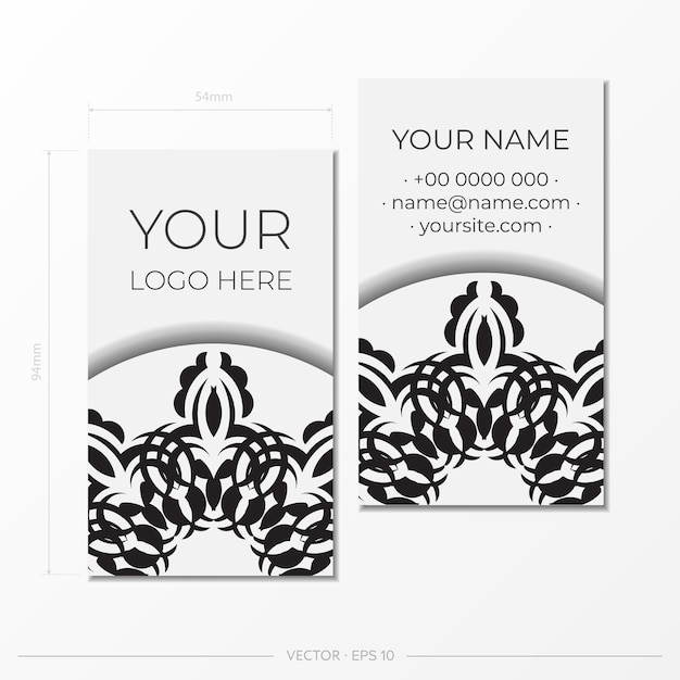 Белые роскошные визитные карточки. декоративные орнаменты для визиток