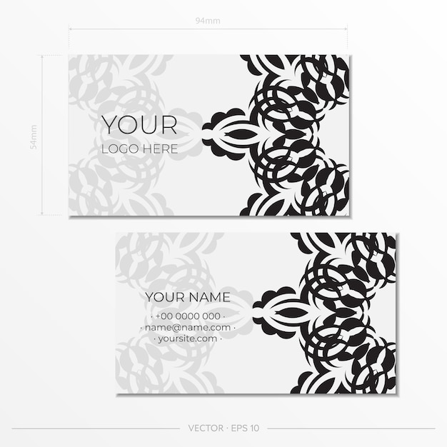 Вектор Белые роскошные визитные карточки. декоративные орнаменты для визиток