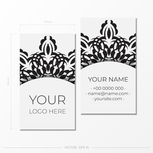 White luxury Business cards. Decorative business card ornaments