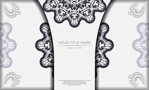 White luxury template banner with abstract ornaments and place for your design invitation card design with vintage patterns