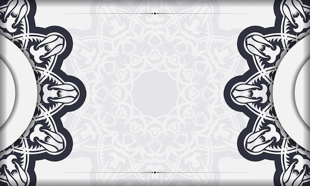 Белый роскошный шаблон баннера с абстрактными орнаментами и местом для вашего текста Готовый к печати дизайн приглашения с винтажным орнаментом