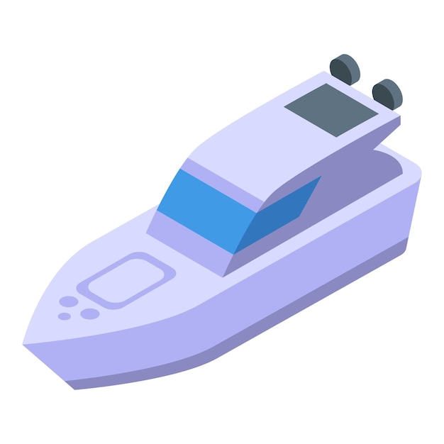 white luxury yacht sailing on water in isometric view