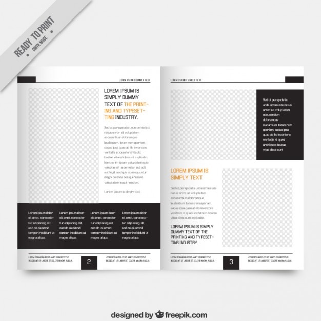 White magazine template with black parts