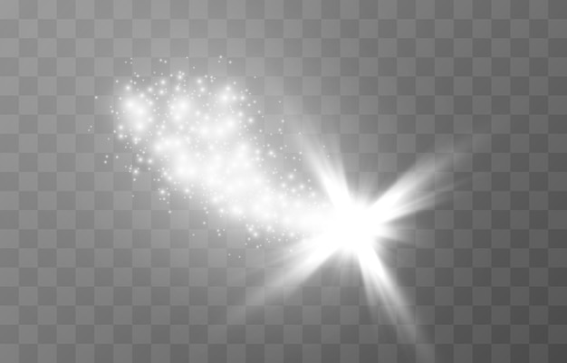 Vector white magic glow  shining sparkles white star glittering fairy dust christmas light