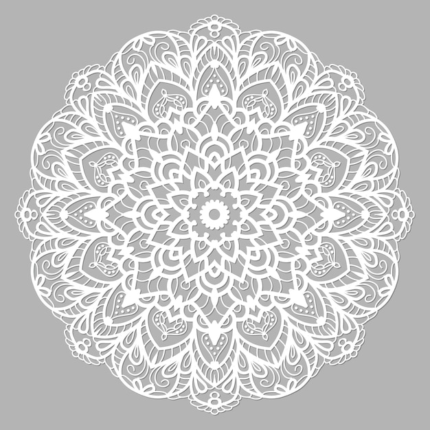 Vector white mandala with ethnic ornament