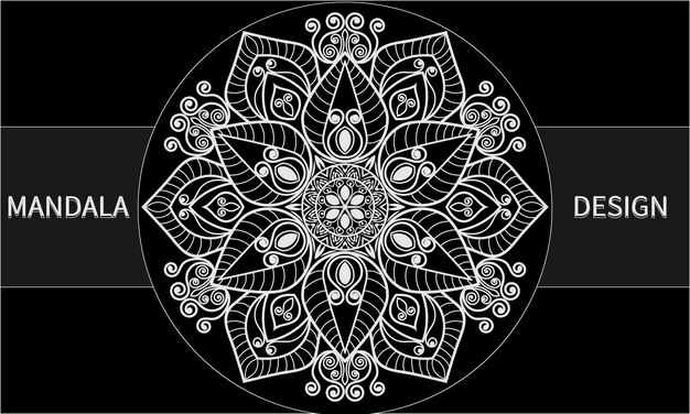 A white mandala with a floral pattern.