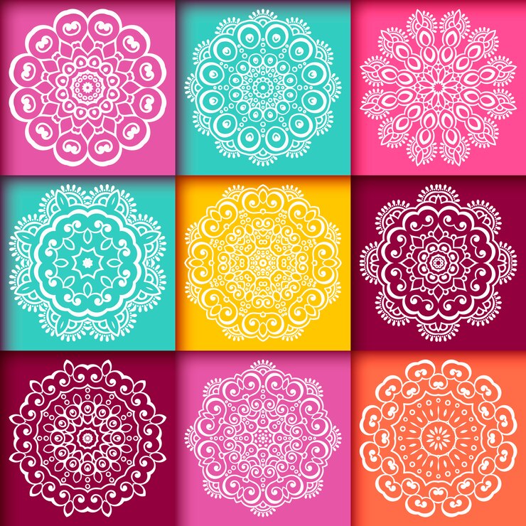 Vector white mandalas collection
