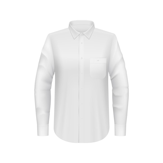 Vettore mockup di camicia da uomo bianco 3d disegno di abbigliamento vettoriale