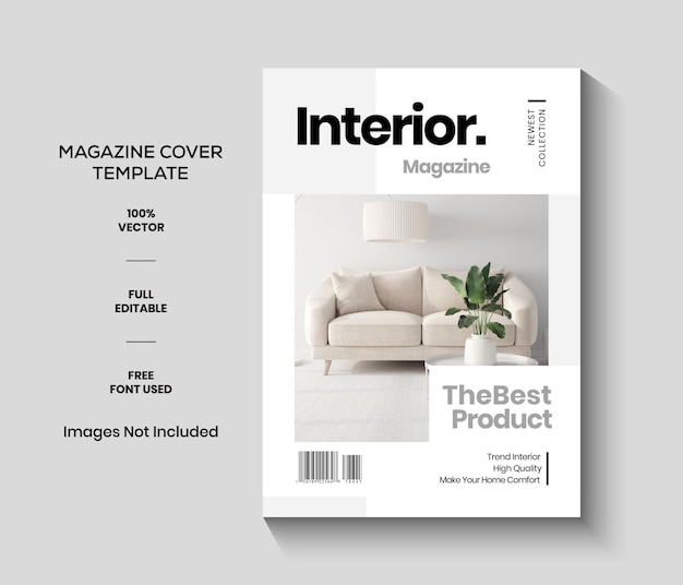 White Minimalist Interior Product Magazine Cover Template