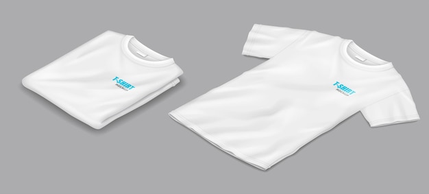 Vector white mockup men tshirts vector illustrations set