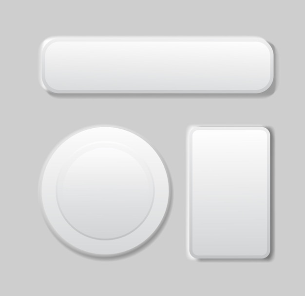 White modern button set for website and ui. vector icon.