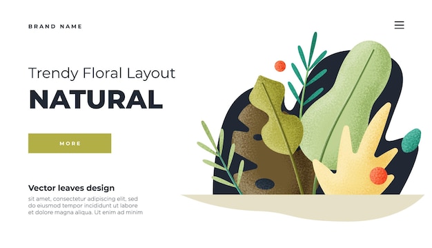 White modern flat design concept landing page template  modern flat floral vector illustration