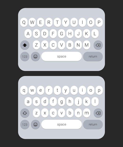 Vector white modern keyboard of a smartphone with a transparent background