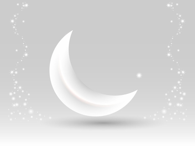 White moon and shiny white islamic background can use for ramadan and eid and islamic new year