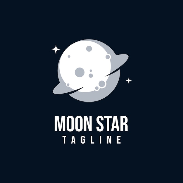 Vector white moon and stars logo design template