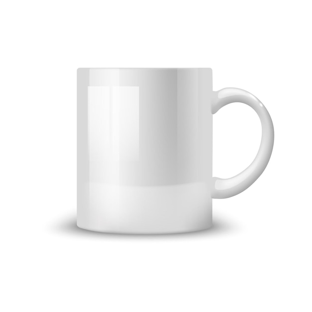 Vector white mug mockup isolated 3d vector ceramic cup