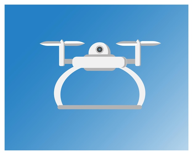 White multicopter in the blue sky Vector illustration