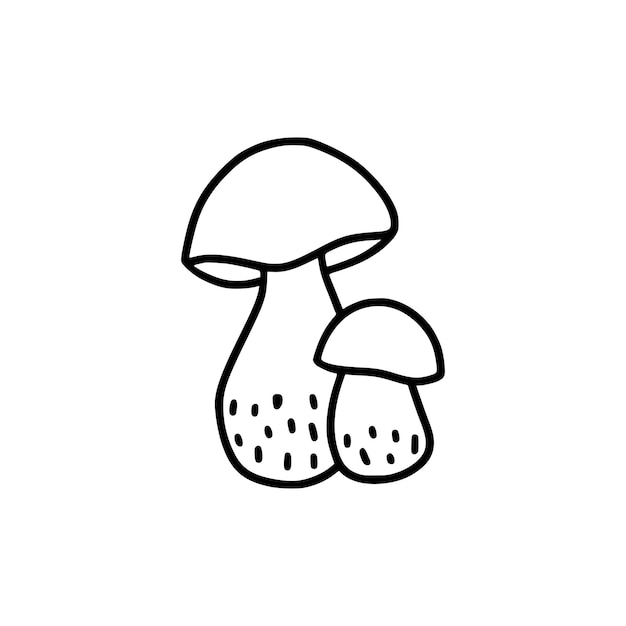 White mushroom in the style of a doodle Isolated on a white background Vector illustration