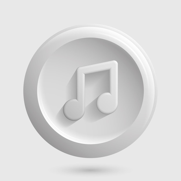 White Music Icon Round Isolated Button Vector illustration