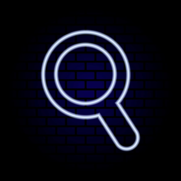 White neon search icon Vector illustration